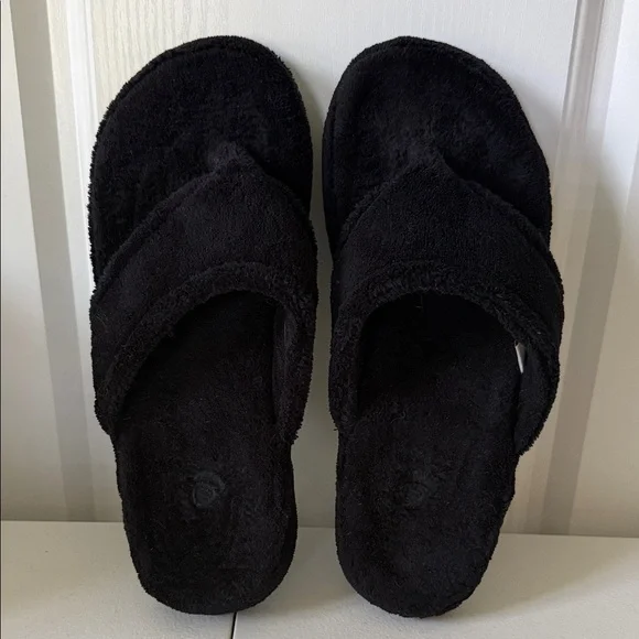 Acorn Black Women's Spa Thong Slippers (sz8-9) - Picture 6 of 7